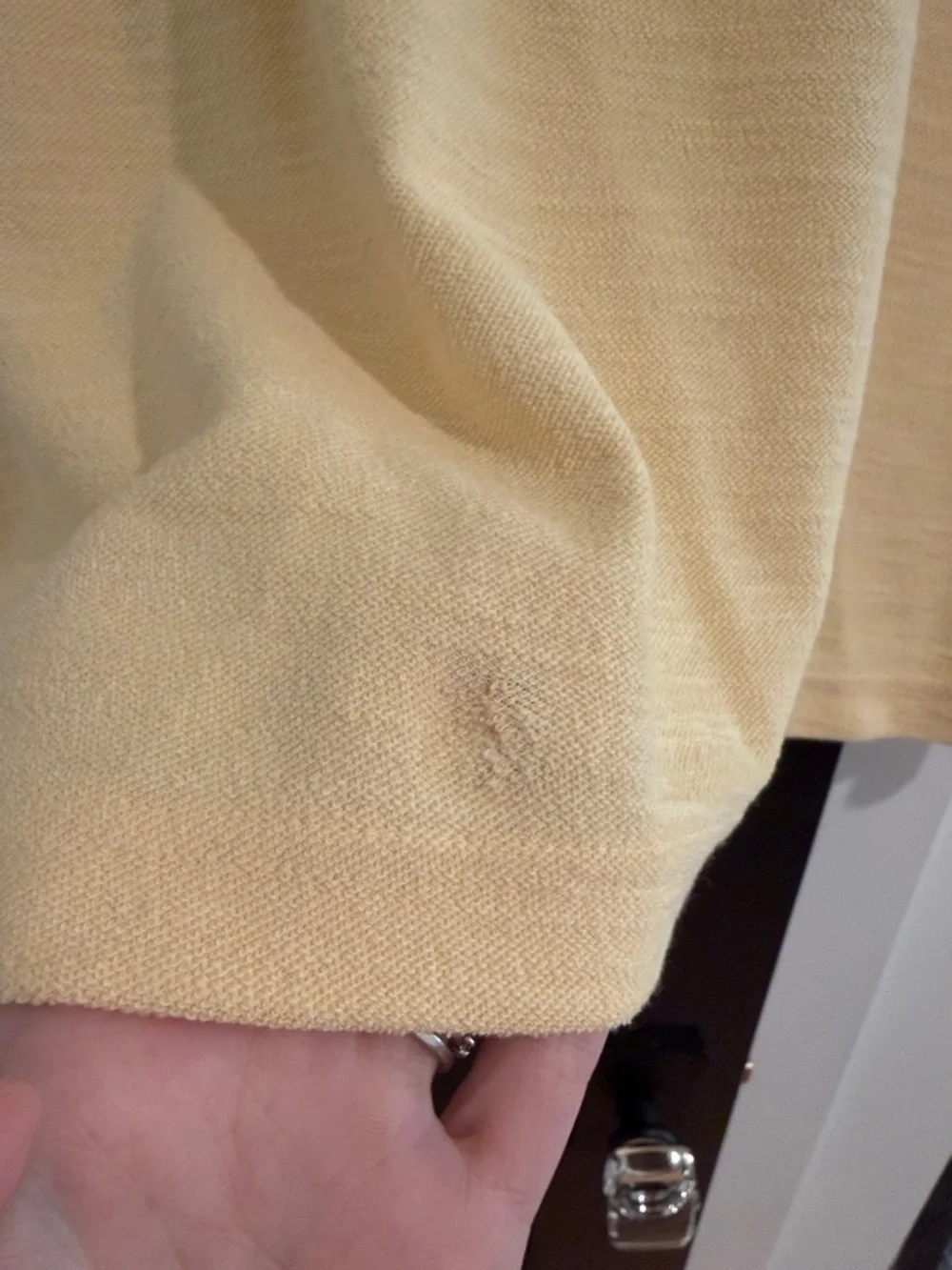 Billy Reid Men's Long-Sleeve Polo in Pale Yellow - Picture 4 of 5